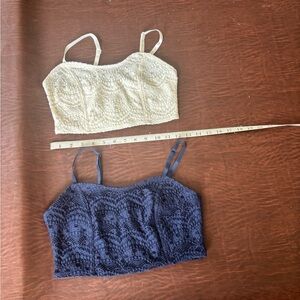 Stylish Lace Crop Tops in Cream and Navy